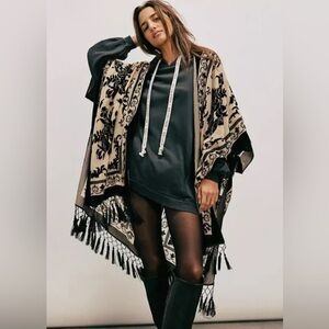 Free People Nightbird Black + Beige Kimono